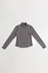 エアケーブルニットハーフ2WAYジップアップジャケット / AIR CABLE KNIT HALF 2WAY ZIP UP JACKET-VOLUME GREY