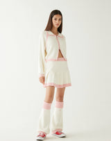 ブークルニットクロップジップアップ/BOUCLE KNIT CROP ZIP UP IVORY
