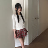 Toode ベーシック プレーン レイヤード コットン ラウンド 7/4 半袖 Tシャツ