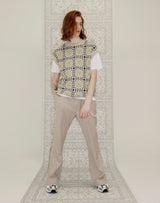 グラニースクエアオーバーサイズベスト/GRANNY SQUARE OVERSIZED VEST SAND BEIGE