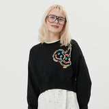 キルシードゥードゥルチェリースプレッドクロップ丈トレーナー／DOOLE CHERRY SPREAD CROP SWEAT [BLACK] (6658899738742)
