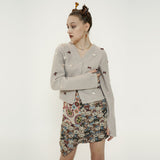 Finger Hole Ribbon Cardigan [Beige]