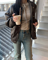 Hidden leather jumper