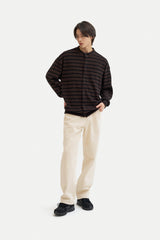 クレムカラーレスカーディガンシャツ/Creme collarless cardigan shirt C6 Brown&Black