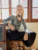Patchwork halterneck Top (Green)