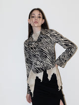 Zebra Silky Shirts (BEIGE)