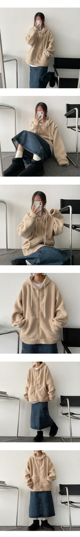 [BIG Size] Robe King Warm Wool Zip-Up Hoodie