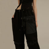 デストロイドデニムスウェットパンツ/Destroyed Denim Sweatpants_Black