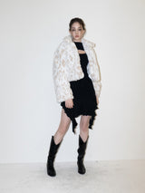 Leopard Crop Fur Jacket (WHITE)