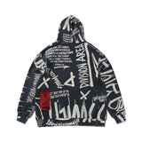 20 GRAFFITI OVERSIZED HEAVY SWEAT HOODIE WHITE / BLACK (4626267537526)