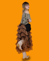 パンチングショルダーフリルTシャツ / punching shoulder frill T (2 color)