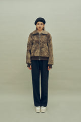 タイダイ風ボアZIPジャケット / HIDE Tie Dye Fleece Jumper (Brown) (4606136189046)
