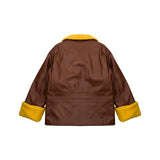 [UNISEX] Faux-Shearling and Leather Coat (Brown) (6656031850614)