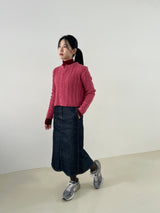 Modest indigo denim skirt