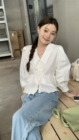 レースアップブラウス /  laceup white blouse