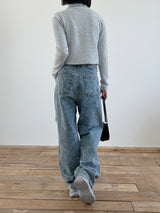 ストーンウォッシュッドスプリットデニムパンツ/no.1110 Stone Washed Split Denim Pants