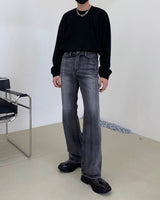 オールブラッシュバックスリットブーツカットデニム/MG608 All Brush Back Slit Bootcut Denim