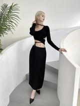 トラップホールライントップ/372. Trap hole line top (bk, wh)