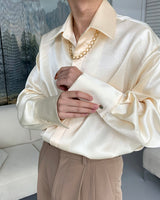 ルモンチェーンビッグカラーカフスシャツ / MO Le Mans Chain Big Collar Cuffs Shirt (2 colors)