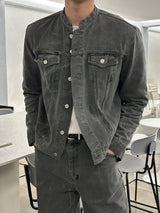 セミオーバーサイズチャイナセットアップデニムパンツ / LMN Semi-Oversized China Setup Denim Pants (Gray)