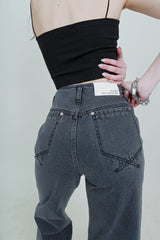 [Sserpe x Dilettantisme] Grey V Cut Wide Denim Pants (6687114920054)