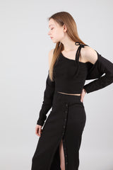 セット リボンノースリーブ&ボレロ / SET Ribbon Sleeveless Bolero Black