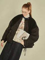 Fleece Block Quilted Jumper (Black) (6643888849014)