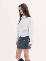 Leona shirring shirts WHITE
