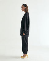 UNISEX LABEL POINT SOFT SWEAT CARDIGAN W - BLACK (6636052250742)