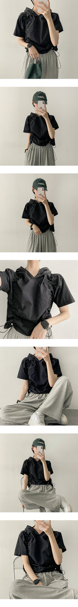 Tibshirring nylon string short-sleeved hood