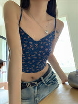 blue floral sleeveless top