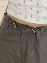 ジッパーナイロングロッシー２ウェイロングワイドジョガーパンツ/Galz Zipper Nylon Glossy Two-Way Long Wide Jogger Pants