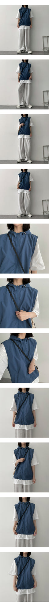 ドニーストリングフードベスト / dony string hooded vest