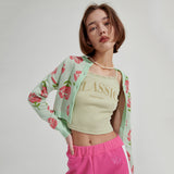 Rose pattern Crop Cardigan [Mint] (6679685333110)