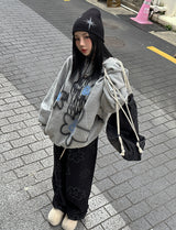 [UNISEX] ウールナッピングフラワーオーバーサイズフィットスウェットシャツ