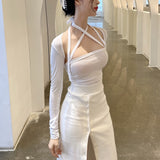 スリムボレロセット/010. Slim bolero set (black, white)