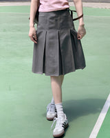 ハイロットベルトプリーツミディスカート/ Hirot Belt Pleated Midi Skirt