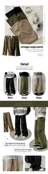 Reta Cargo Wrinkle Shirring Bendable Wide Pants