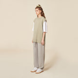 ROUND NECK KNIT VEST_LIGHT KHAKI (6610804211830)