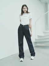 サマーワイドデニムパンツ / W1016 SUMMER WIDE DENIM PANTS_DEEP BLUE
