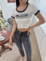 ブラーショートスリーブクロップドTシャツ