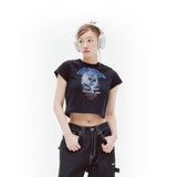 スカルバンドクロップTシャツ / SKULL BAND CROP T-SHIRTS - BLACK