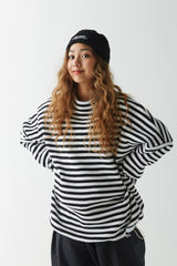 ストライプハイネックプルオーバー / BSR2223FWPO025 STRIPE HIGH NECK PULLOVER BLACK