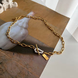 jum パールゲストルックトグルバーボールドショートチェーンネックレス/jum Pearl Guest Look Toggle Bar Bold Short Chain Necklace