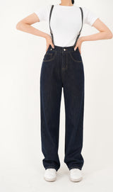 ハイウエストディープブルーワイドフィットサスペンダーデニムパンツ/RED VELVER WENDY WORN HIGH WAIST DEEP BLUE WIDE FIT SUSPENDER DENIM PANTS [16636]