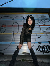 デニムレッグウォーマー / DENIM LEG WARMER (BLACK)