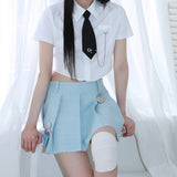 1 0 デニムプリーツスカート / 1 0  denim pleated skirt - LIGHT BLUE