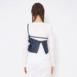 レザーツイストベスト/Leather Twist Vest _ Navy