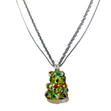 Two chain glass bear necklace (12color/random) (6685443850358)