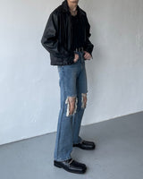 イーノックスクエアウィンクルレザージャケット / ENOC Square Winkle Leather Jacket (2 colors)